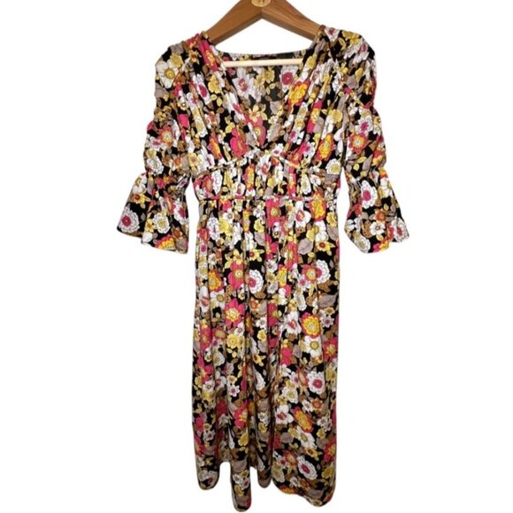 Boho Hippie Babydoll Autumn Maxi Dress Gypsy Fairycore Artsy Y2k Size Large - Picture 1 of 12